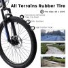 Ecarpat Mountain Bike 27 Inch Wheels, 21-Speed Full Suspension Mens Womens Trail Commuter City Mountain Bike