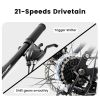 Ecarpat Mountain Bike 27 Inch Wheels, 21-Speed Full Suspension Mens Womens Trail Commuter City Mountain Bike
